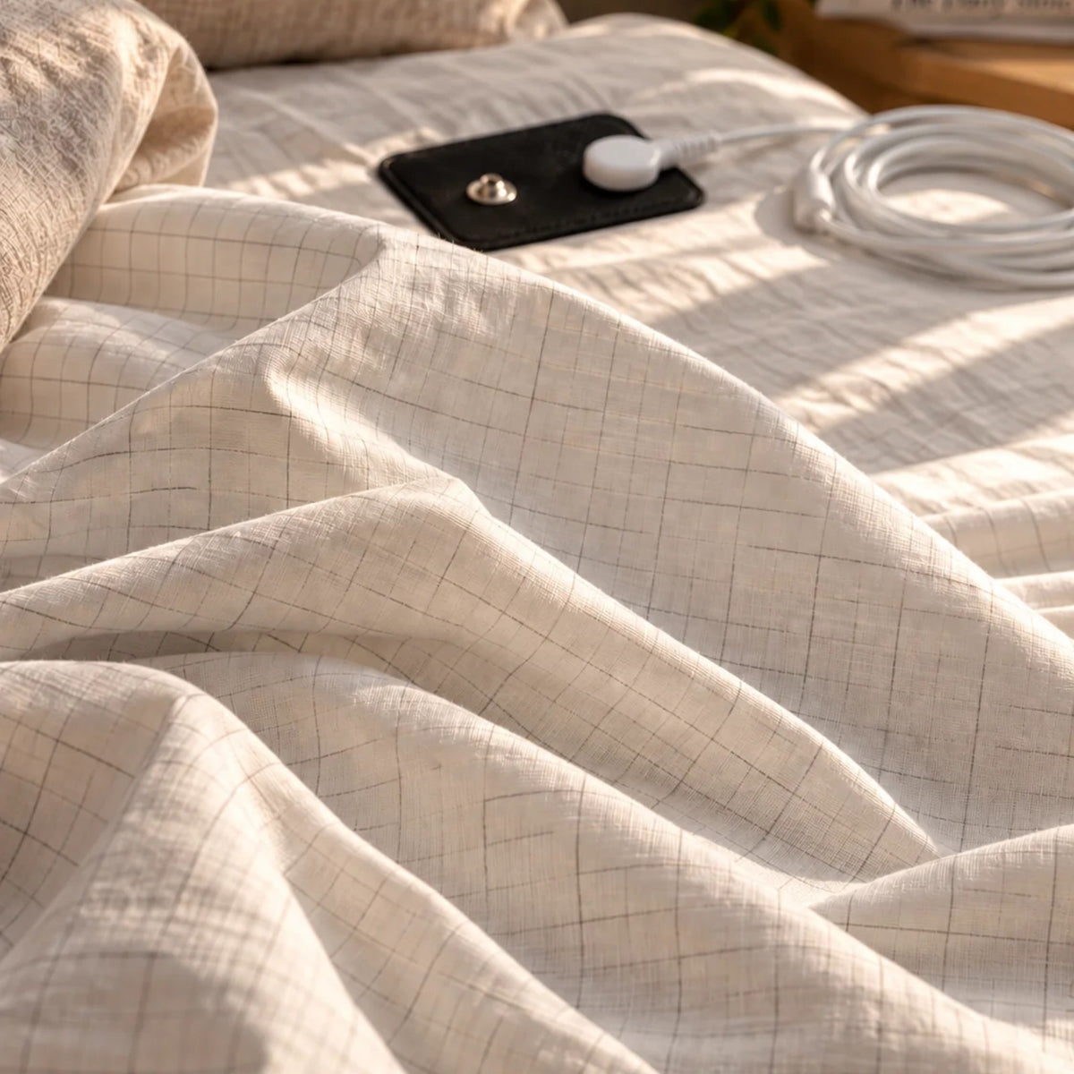 Grounding bedsheet on a bed with the grounding connector