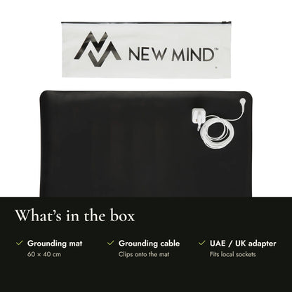 What's in the box: grounding mat, grounding cable, UAE/UK adapter