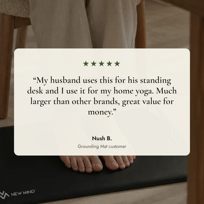 Five-star customer review of the New Mind grounding mat